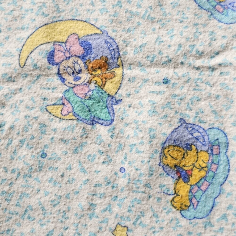 Vintage‎ Disney Mickey Mouse Minnie Moon Blue Receiving Baby Blanket  26 X 28"